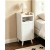 Askelierg Comodino sottile 25 cm, comodino piccolo con cassetto e porta, comodino gestione dei cavi, tavolino salvaspazio per soggiorno, camera da letto, 25 x 30 x 61 cm (bianco)