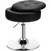 RELAX4LIFE Sgabello Vanity con Portaoggetti, Ottomana in Similpelle Imbottita, Girevole a 360° e Regolabile in Altezza Tra 51 e 66CM, per Camera da Letto, Soggiorno, Bar (Nero)