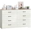 HOMCOM Cassettiera 8 Cassetti Salvaspazio 140x40x86 cm Color Noce Grigio | Como Camera da Letto Moderno con Maniglia, per Soggiorno, Cameretta e Corridoio