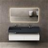 doporro Set Mobile Bagno Sospeso 150 cm con Lavabo Integrato e Specchio LED | Bianco, Lavabo Antracite, Specchio 140x70 cm, UP F079 Colossum12-1500L-matt Nova-02