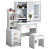 HOMEA Toeletta da Trucco con Specchio Scorrevole e Cassetti - Tavolo Make-up Bianco con Vano Contenitore Nascosto, Postazione Trucco con Sgabello Salvaspazio per Camera da Letto, Mobile Moderno 80x35x131cm