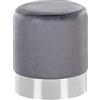 Beliani Pouf in Velluto Grigio con Fascia Metallica Argento Stile Glamour