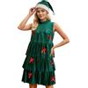 Generico Costume Adulto Vestiti Donna Elegante da Sera Natale Velluto V-Collo Vestito Babbo Natalizio Ragazza 4 Pezzi, Carino Babbo Natale, Elfo, con Cintura, Cappello e CollantComodo