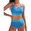 Yuson Girl Costume da Bagno Donna Due Pezzi Push Up Imbottito Reggiseno Bikini Donna Mare Regolabile Costumi da Bagno Scollo a U Patchwork a Righe Bikini Vita Alta Bikini da Spiaggia