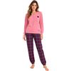 NavyBlue Yacht Pigiama Donna Invernale in Cotone Caldo Interlock. Pigiama Lungo Due Pezzi Aperto o Chiuso