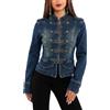 Toocool Giacca Giubbotto Jeans Donna Stile Militare Zip JF672A
