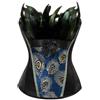 Generisch Costume da pavone da donna con piume, corsetto steampunk, pavone, corsetto con pelliccia sintetica, costume da carnevale, feste, addome, shaperwear modellante, abito da sera