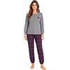 NavyBlue Yacht Pigiama Donna Invernale in Cotone Caldo Interlock. Pigiama Lungo Due Pezzi Aperto o Chiuso