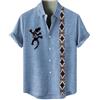 YOSUWOAI Camicia da uomo retrò con stampa tribale, casual, con bottoni, maniche corte, hawaiane, camicie estive, da spiaggia, a maniche corte, in lino, comoda, camicia estiva leggera