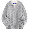 Aelfric Eden Maglione a collo polo da uomo e donna, con motivo a treccia | Maglione con scollo a V, vestibilità comoda, patchwork, due pezzi, casual, a maniche lunghe, invernale, streetwear