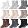 Welwoos Calze Cotone Antiscivolo Bambina | Calze antiscivolo in cotone per bambina con volant. Morbide e traspiranti. 4 Taglie, 9 paia