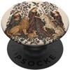 Renaissance Medieval Humor Unicorno medievale e leone con fiori e uccelli PopSockets PopGrip Adesivo