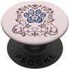 Paws & Trails Amante dei gatti e dei cani con zampa floreale e battito cardiaco PopSockets PopGrip Adesivo