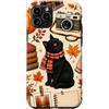 Cozy Autumn Pattern Co. Custodia per iPhone 11 Pro Accogliente autunno vintage collage autunno foglie zucca gatto design