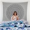 Craft Trade Mandala Bianco e Nero Arazzo Telo da Parete Indiano Arazzi Appeso al Muro Boho Tapestry per Della Casa Soggiorno e Camera da Letto- 213 x 228 cm