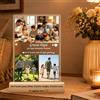 Minchek Lampada Personalizzata con 4 Foto e Dedica Incisa sulla Base, Lampada in Plexiglass con Base in Legno, Regalo da Figlia Figlio per Papà, Festa del Papà