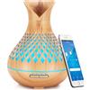 XIUWOUG Diffusore di Oli Essenziali Alexa, Umidificatore Diffusore di Aromi Smart da 500 ml, Supporta APP e Controllo Vocale, 7 LED a Colori, Crea Programmi, Timer, Silenzioso, Legno Bianco