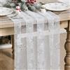 Artoid Mode Runner da Tavola in Tulle Bianco Oro Fiocchi di Neve 70x300 cm | Gaze Foglie d'Oro Inverno Natale Casa Soggiorno Decorazione per Tavola Interni Vacanze Feste Decor