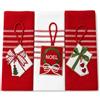 Intimitaly Strofinacci Natalizi Cucina Set 3 Pezzi - Canovacci in 90% Cotone ad Alta Assorbenza - Panni Cucina Morbidi, Resistenti e Multiuso - Fantasie Natale, REGALO 2 ROSSI 1 BIANCO
