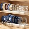 Magheo 2 Pezzi Porta Coperchi Pentole Salvaspazio, Espandibile Organizer Pentole e Padelle con 12 Divisori Regolabili, 45-80CM Organizer Cucina, Kitchen Pot Lid Storage Rack (Bianco)