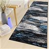 TAPISO Maya Tappeto Passatoia al Metro Tappeto Runner Corridoio Cucina Blu Nero Moderno Astratto A Pelo Corto 70 x 290 cm