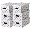 Lavatelli Set 6 Scatole Basic Armadio Cartone Coperchio Cuori 29x51x20 cm | Misura 29x51x20 cm, decoro Cuori; linea Basic in cartone certificato montaggio rapido e senza parti in plastica