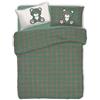 BIANCHERIAWEB Copripiumino Sacco Piumone Pensieri Delicati 100% Cotone Orsetto Tartan Matrimoniale Verde