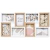 KORAT Portafoto Multiplo da Parete per 8 Foto 10x15 cm, Cornice Collage in MDF e Vetro, Effetto Legno, 57 x 28,5 x 2 cm, Ganci Integrati, Decorazione Casa Soggiorno Camera Ingresso, Idea Regalo