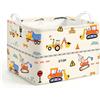 omedecal Cesto Portabiancheria Sporca Porta Giochi, 40x30x30cm - Escavatore | Cesta Panni Biancheria Sporchi Giochi Bambini per Bagno Camera da Letto, Salvaspazio
