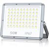 TOPAUBUB Faretto LED da Esterno 50W, Fari a LED da Esterno 5000LM 6500K Bianco Freddo Impermeabile IP67 per Faro Giardino(1 Pezzi)