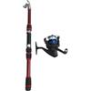 FACAIIO Canna da pesca telescopica portatile e mulinello, in fibra di carbonio | Bastone mimetico completo con custodia per pesca al lago e fiume, 1,8 m, rosso