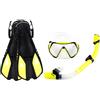 FACAIIO Set da snorkeling composto da tre pezzi con boccaglio Dry Top | Maschera con vetro temperato e pinne corte efficienti, design in morbido silicone per principianti immersioni e nuoto