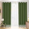 PETTI Artigiani Italiani Tende in Velluto con Pizzo Rebrodè, Coppia di 2 Pannelli 140x280 cm con Anelli per Soggiorno e Camera da Letto, Verde Oliva, Made in Italy
