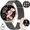 LIGEON Smartwatch da donna con chiamata telefonica 1,27" elegante Orologio intelligente fitness salute frequenza cardiaca,sonno,contapassi,calorie,100+ modalità sportive,2 cables de carga,Oro Nero