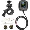 Qiilu Sistema di monitoraggio della pressione dei pneumatici TPMS per moto con 2 sensori esterni Sistemi di allarme per pneumatici per moto Ricarica USB 12V in tempo reale