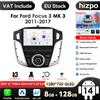 HIZPO Lettore di navigazione GPS per auto Android 14 da 9 pollici per Ford Focus 3 Mk 3 2011 2012 2013-2015 Auto Multimedia Radio Video 2Din Unità principale