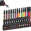 Geinxurn Set di 13 punte per cacciavite Geinxurn, con punte a testa a croce, quadrate e a taglio, lunghe 2 pollici, in acciaio S2 con base magnetica e codifica a colori.