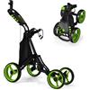 NONE Carrello da golf push pull a 3 ruote, carrello da golf leggero e regolabile in altezza con custodia, freno a pedale, portaombrelli