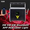 Yuer 3W 5W 6W Luce laser a colori Android IOS APP Bluetooth Scanner di animazione 3D Proiettore laser da palco RGB DMX DJ Disco Matrimonio