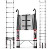 NONE Scala Telescopica 2.6M-6.3M Scala Estensibile in Acciaio Inox Portatile Standard EN131 con Ganci Staccabili Capacità di Carico 150kg