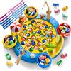 NONE Gioco di pesca magnetico 360 ° Rotazione - Giocattolo educativo per l'apprendimento con 6 poli e pesce 25/35/45 per i bambini sviluppa abilità motorie fini