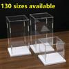 NONE 1 pz Scatola Espositiva in Acrilico con Base Bianca, Contenitore in Plastica, Scatola Portaoggetti a Cubo, Piccolo Contenitore Trasparente, Espositore Antipolvere, per Collezioni