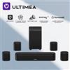 ULTIMEA Sistema Soundbar 7.1 Canali Ultimea per TV con 4 Altoparlanti Surround, Suono Surround Virtuale Controllato tramite App