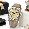 VA VA VOOM Orologio da uomo 45mm con quadrante argentato, al quarzo, con calendario, cinturino in pelle, sportivo, alla moda, impermeabile 3 bar, simulato, reloj hombre