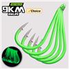 9KM DWLIFE Amo da pesca Octopus Hook 9KM, 25-100 pezzi, luminoso verde, offset, resistente, per esche vive, per acqua salata e dolce