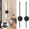 UMEXUS 2X Lampada da parete ricaricabile a LED 360 ° Interruttore touch wireless regolabile per illuminazione a specchio, camere da letto, bagni, studio, 80 cm