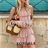 KONDALA Completo Sexy Chic Rosa da Donna: Top con Volant e Cerniera, Minigonna a Strati - Set Moda Estate 2026 per Vacanze e Feste in Spiaggia