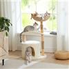 PAWZ Road Torre moderna per albero per gatti con tiragraffi in legno massello naturale Spaziosa cesto in vimini Lettino per gatti di lusso per giocattoli per gatti da interno