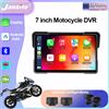 Jansite Dash Cam per Moto da 7 Pollici con Carplay, GPS, Navigazione Wireless, Android Auto, Telecamera per Casco, Accessori Moto