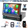 Mopect Autoradio MOPECT 7" Android 15 con Schermo Estraibile, WiFi, Carplay, Lettore Multimediale 1 Din, GPS, USB, Bluetooth, DAB e Telecamera